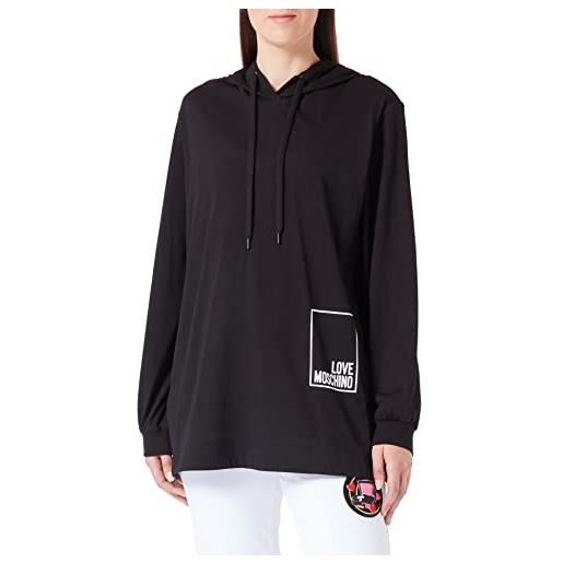 Love Moschino regular fit-maglietta a maniche lunghe con cappuccio t-shirt, nero, 52 donna