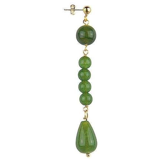 In lebole collezione the stone xor mono orecchino da donna in ottone pietra verde oliva