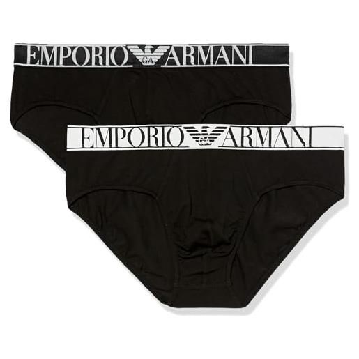 Emporio Armani men's endurance 2-pack brief slip, black/black, xl (pacco da 2) uomini