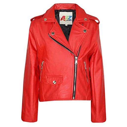 A2Z 4 Kids giacca in pelle pu con collo spesso giacca biker - pu leather jacket 460 red 9-10. 