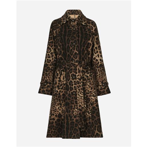 Dolce & Gabbana cappotto in lana stampa leopardo con cintura