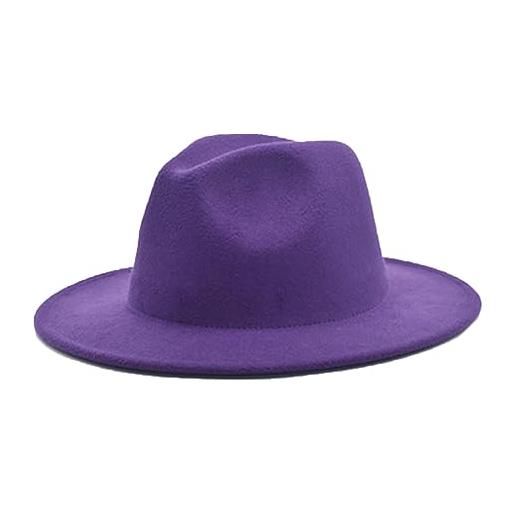 SaoBiiu cappello fedora da uomo cappello fedora unisex tinta unita cappello jazz a tesa larga da donna cappello panama autunno inverno