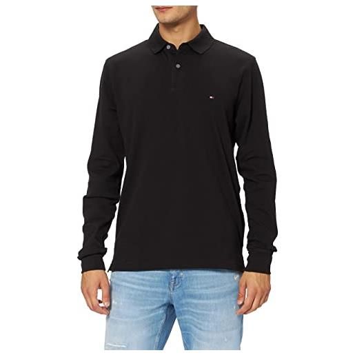 Tommy Hilfiger maglietta polo uomo maniche lunghe regular basic, nero (black), m