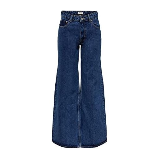 Only onlchris reg low wide noos jeans, blu (media denim), 26w / 32l donna