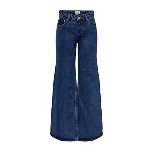 Only onlchris reg low wide noos jeans, blu (media denim), 28w / 32l donna