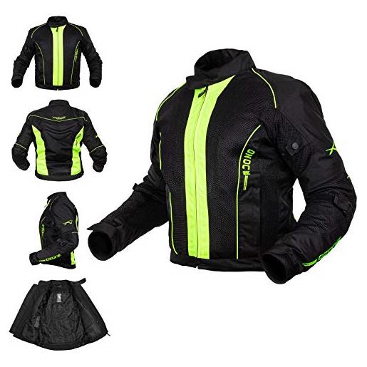 A-Pro giacca mesh traforato traspirante tessuto tecnico moto touring sport fluo xl