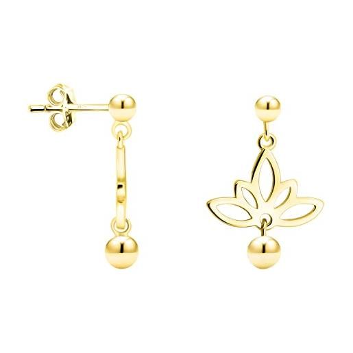Sofia milani - orecchini da donna in argento 925 - placcati in oro - orecchino a perno a sfera fiore di loto - e1786