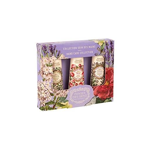 Panier des Sens - cofanetto regalo donna - trio di crema mani idratante verbena, rosa e lavanda - idea regalo donna made in france - set regalo per lei 97% di ingredienti naturali - 3x30ml