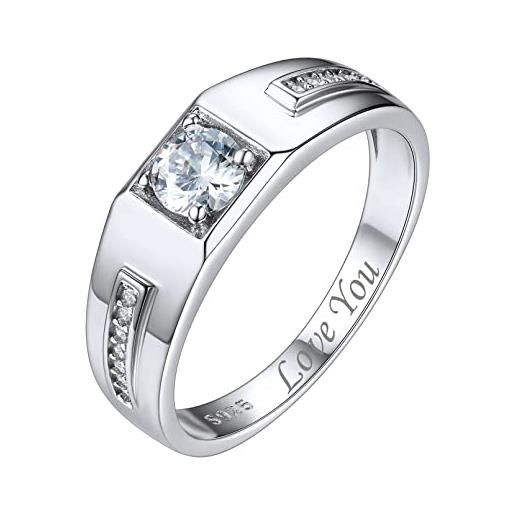 ChicSilver anello uomo incisione personalizzata argento 925 anello personalizzabile uomo anello uomo con pietra nera misura 25