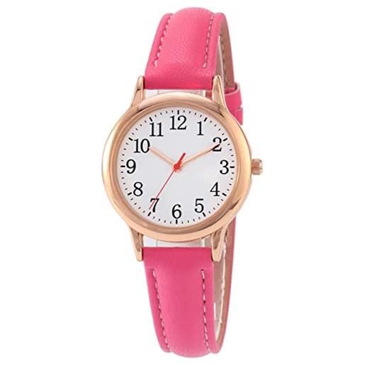 ALCENTIS - orologio da donna con cinturino in pelle pu, movimento giapponese, numeri analogici facili da leggere. , bracciale rosa