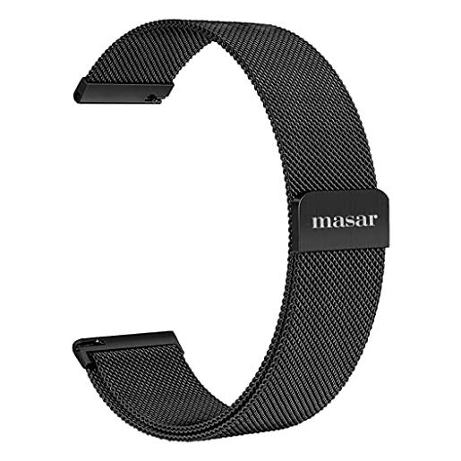 masar 22mm cinturino per orologio magnetico nero maglia milanese multibrand 22mm mag nero