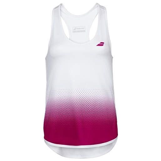 Babolat compete tank top girl, maglietta con spalline. Unisex-bambini, bianco, rosso (vivacious red), 8-10 anni