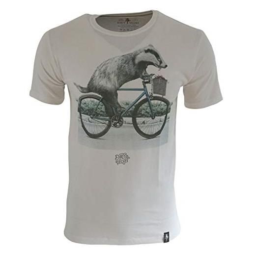 DIRTY VELVET t-shirt uomo grigio mod biker badger dv76901 100% organic cotton (m)
