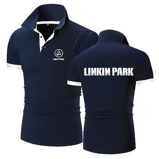 HARLSO polo da uomo alla moda per linkin park sports t-shirt polo traspirante per esterni t-shirt casual a maniche corte per uomo e adulto, black-4xl