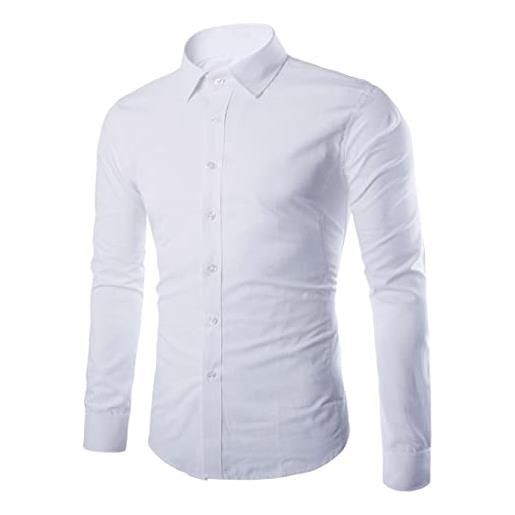 FAWHEWX camicia abbottonata formale formale da uomo a maniche lunghe casual da lavoro formale da uomo camicia bianca da lavoro casual da uomo di moda urbana(d-blu/l)