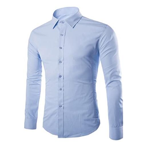 FAWHEWX camicia abbottonata formale formale da uomo a maniche lunghe casual da lavoro formale da uomo camicia bianca da lavoro casual da uomo di moda urbana(d-blu/l)