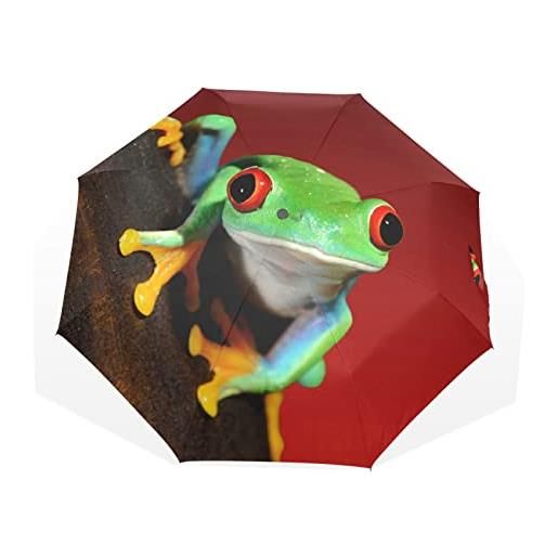 TropicalLife ombrello rana animale stampa antivento 3 piegare ombrello per donne uomini ragazze ragazzi unisex ultraleggero viaggi outdoor ombrello comp