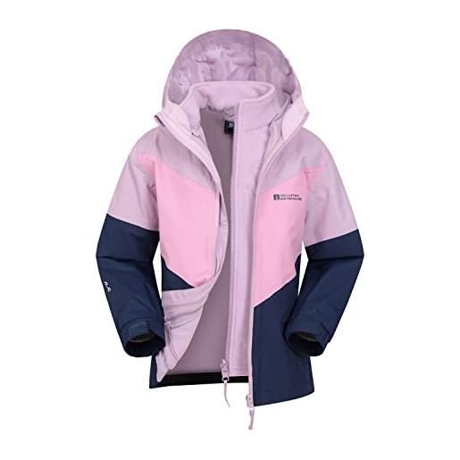 Mountain Warehouse lightning, giacca impermeabile 3 in 1 da bambino - cuciture nastrate, cappuccio rimovibile e interno in pile - per escursioni, invernale rosa scuro 2-3 anni