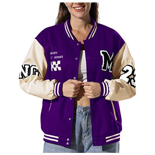 KENAIJING giacca varsity da donna baseball bomber vintage unisex streetwear cappotti con patchwork hipster utility jacket tops