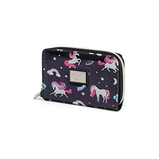 Oh My Pop! unicorn-portafoglio, nero, 15.5 x 10 cm