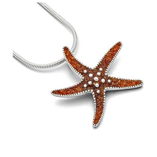 DUR p3398 - ciondolo a forma di stella marina per collana in argento sterling 925 con ambra, 33 mm, 33 mm, argento sterling, nessuna pietra preziosa