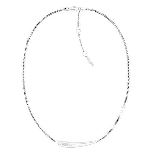 Calvin Klein collana da donna collezione elongated drops in acciaio inossidabile, argento (silver)