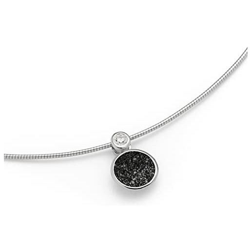 DUR k2457 - collana a stella polare con ciondolo in argento sterling 925 con zirconi e sabbia lavica, colore: nero, 42 cm, 420 mm, argento sterling, zirconia cubica