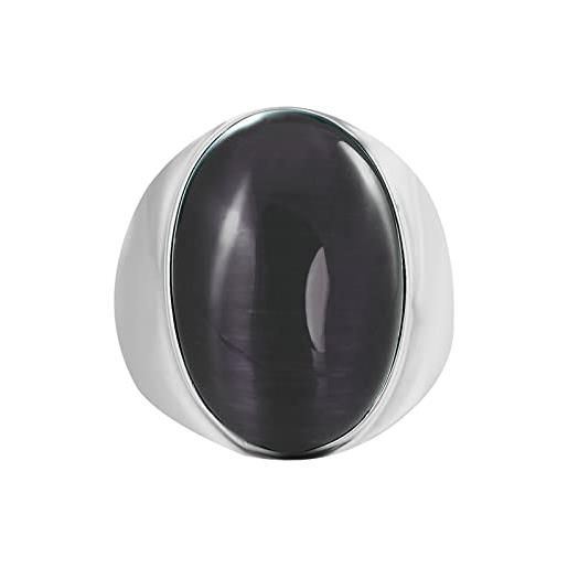 Lieson anelli acciaio biker anello uomo gotico, anello uomo elegante anelli uomo zircone pietra opale ovale grigia anello argento misura 15