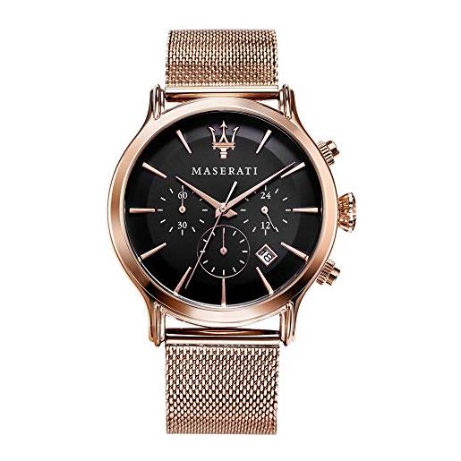 Maserati orologio da uomo, collezione epoca, movimento al quarzo, cronografo, in acciaio e pvd oro rosa - r8873618005