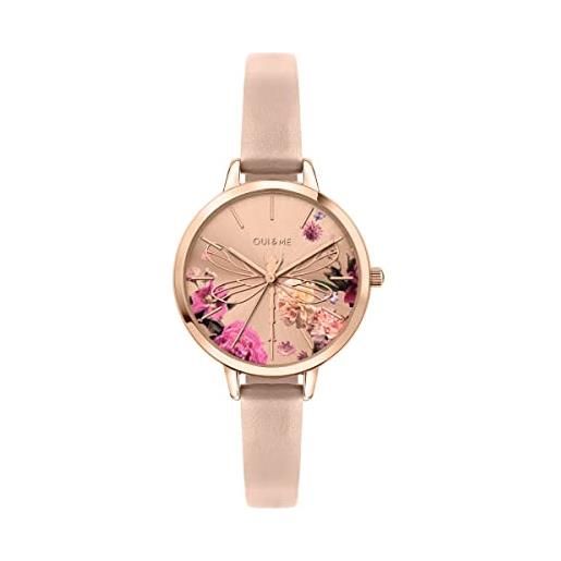 Oui & Me fleurette orologio donna solo tempo in acciaio, pvd oro rosa, pelle naturale - me010265