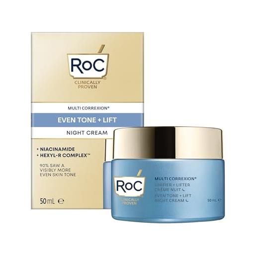 RoC - multi correxion even tone + lift crema notte - antirughe e invecchiamento - idratazione e rinnovamento - per tutte pelli - con tecnologia hexyl-r complex - 50 ml