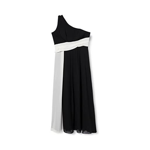 Gina Bacconi maxi abito in chiffon a blocchi di colore vestito da cocktail, nero e bianco, 52 donna
