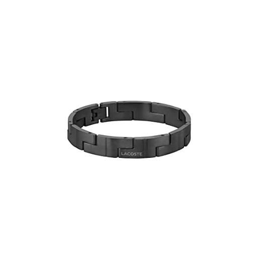 Lacoste braccialetto a maglie da uomo collezione lacoste catena in acciaio inossidabile, nero (black), taglia unica