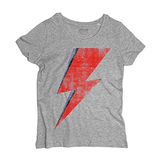 3styler t-shirt donna vintage thunder fulmine saetta rossa rebel make-up- linea vintage - cotone organico 140 gr/mq