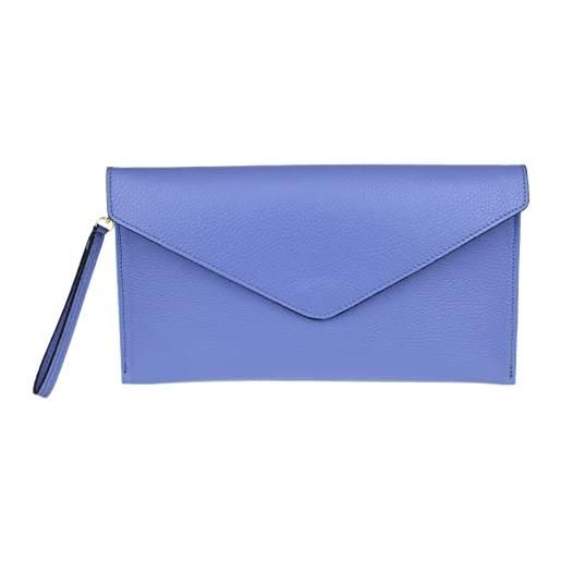 Girly handbags pochette da donna in vera pelle italiana, fiordaliso blu