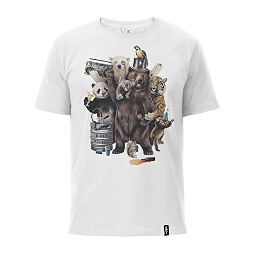 Dirty velvet - maglietta da uomo con motivo animals, colore: bianco bianco m