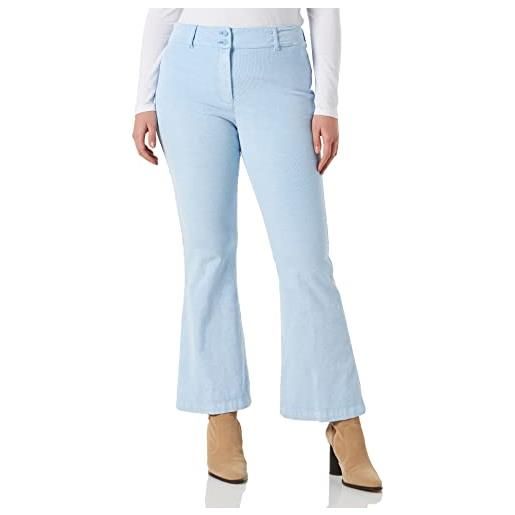 Love Moschino midi flare fit personalized with love shiny back tag pantaloni casual, light blue, 46 da donna