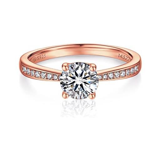 MomentWish anelli donna, 1/2ct moissanite diamante anello argento 925, anello promessa argento/oro rosa fedi donna fidanzamento, con certificato gra dimensione 58