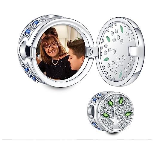 NINGAN 925 argento sterling personalizzato braccialetto di perle fascino foto regalo di compleanno per gli amici di famiglia