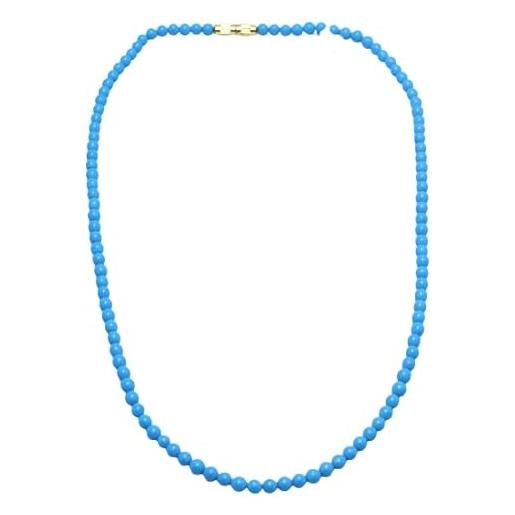 Rajasthan gems collana mala bella singola 1 linea naturale blu turchese bead gem stone e676, pietra, turchese