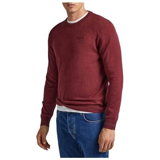 Pepe Jeans andre crew neck, maglione uomo, rosso (burgundy), m