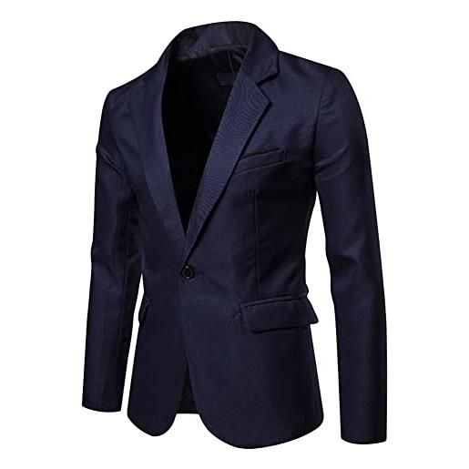YOUTHUP blazer per uomo giacca da abito slim fit monopetto leggero 1 botton elegante vestito giacche blu marino, xxl