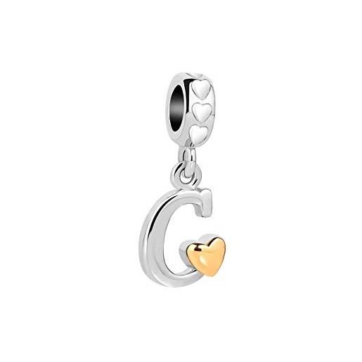 MiniJewelry - charm da donna a-z, con lettera iniziale a z, per braccialetti con ciondolo a forma di cuore, colore bianco, 4,6 mm, adatto a braccialetti pandora e rame, cod. 018anew_c