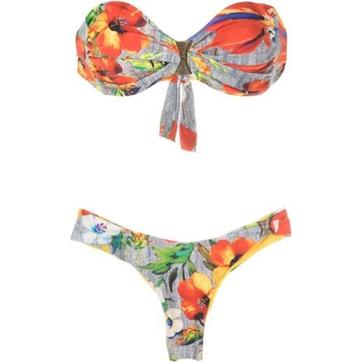Amir Slama set bikini a fascia con stampa - multicolore