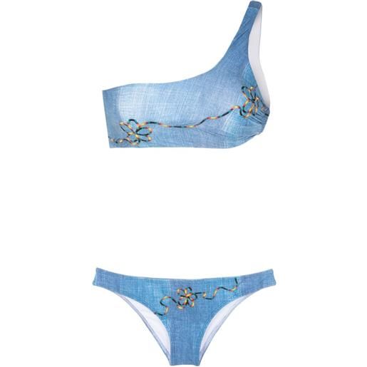 Amir Slama set bikini con ricamo - blu
