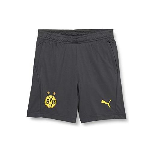 PUMA bvb training shorts jr pockets with zippers, pantaloncini unisex-adulto, asfhalt ciber giallo, 176