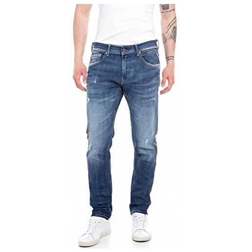 REPLAY jeans uomo willbi regular fit elasticizzati, blu (medium blue 009), w27 x l32