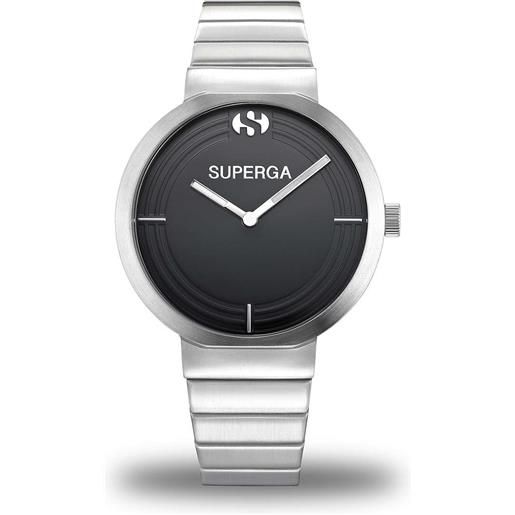 Superga orologio da uomo 40mm acciaio nero silver quarzo 5atm - stc088