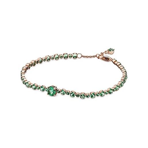 PANDORA bracciale tennis donna pavé scintillante verde 580044c01, argento sterling, zirconia cubica