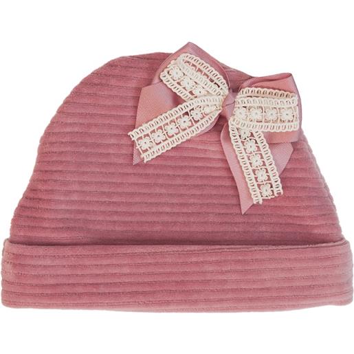 Fs - Baby cappellino neonato ciniglia rigata con fiocco